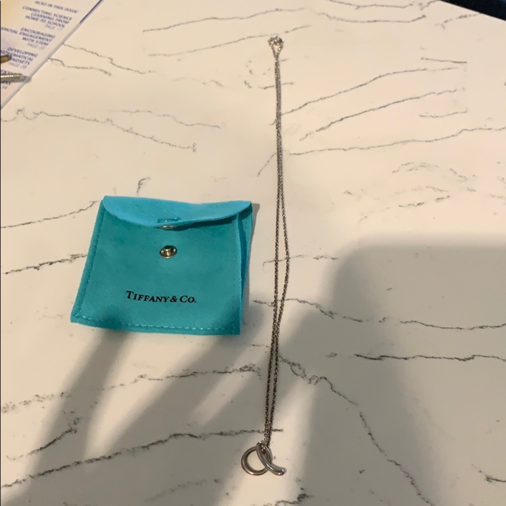 Tiffany and co cursive a necklace with pouch